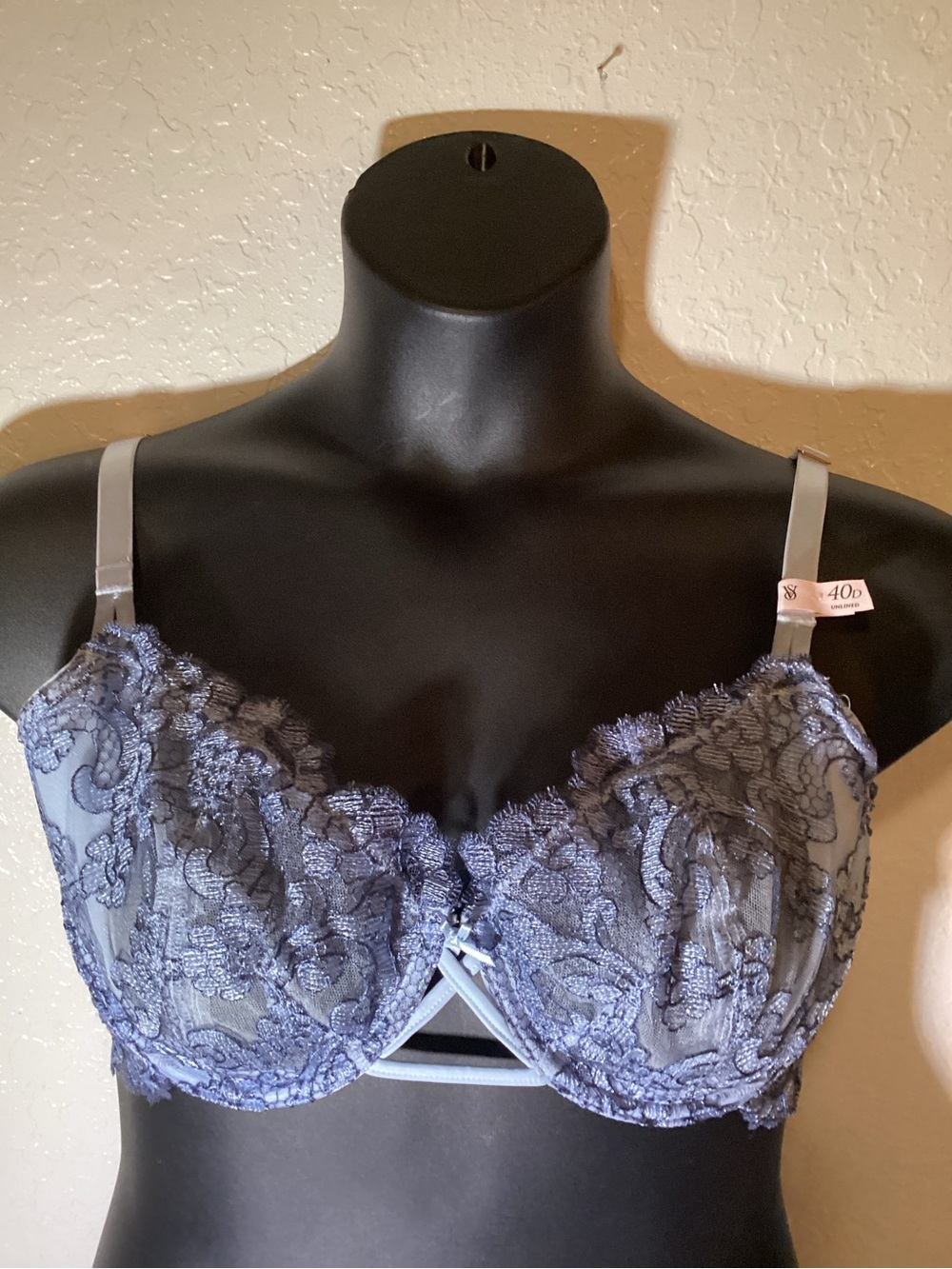 Victoria's Secret Dusty Blue Lace Underwire Bra